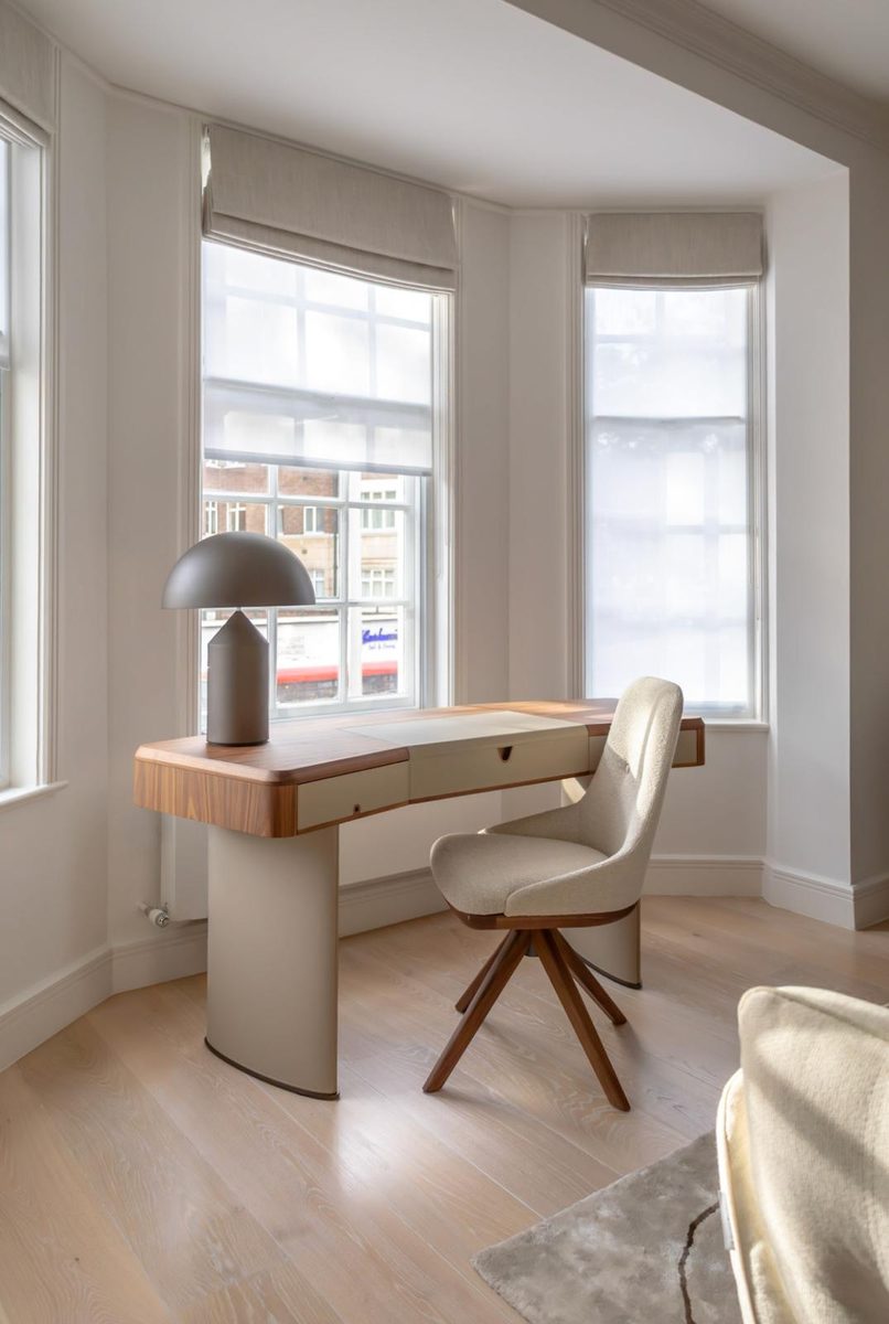 Study corner with bespoke desk and armchair